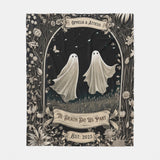 Ghost Couple 'Till Death Do Us Part' - Personalized Name & Year Wedding Blanket - Spooky Halloween Blanket -  Ghost Gifts His & Hers Anniversary Gifts
