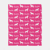 Personalized Name Horse Fleece Blanket for Kids and Adults - Unique Gifts for Birthday, Housewarming, Christmas