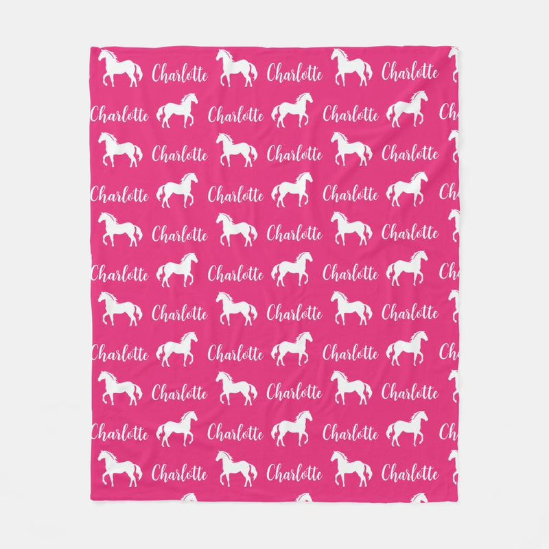 Personalized Name Horse Fleece Blanket for Kids and Adults - Unique Gifts for Birthday, Housewarming, Christmas