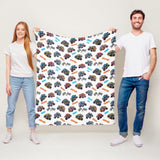 Personalized Name Monster Trucks Fleece Blanket for Kids and Adults - Unique Gifts for Birthday, Housewarming, Christmas