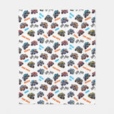 Personalized Name Monster Trucks Fleece Blanket for Kids and Adults - Unique Gifts for Birthday, Housewarming, Christmas