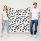 Personalized Name Monster Trucks Fleece Blanket for Kids and Adults - Unique Gifts for Birthday, Housewarming, Christmas