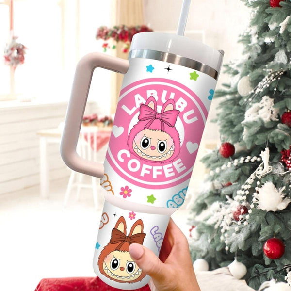 Kawaii Labubu Inspired Tumbler, Portable Car Mug, Travel Coffee Tumbler
