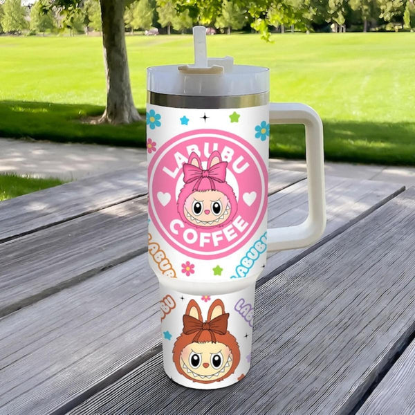 Kawaii Labubu Inspired Tumbler, Portable Car Mug, Travel Coffee Tumbler