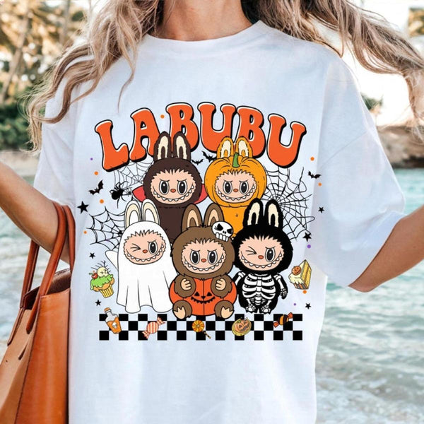 Halloween Horror Spooky Labu Shirt for Kids Girls and Adults - Gift For Labubu Fans Harajuku Style Animal Tee