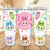 Kawaii Labubu Inspired Tumbler, Portable Car Mug, Travel Coffee Tumbler