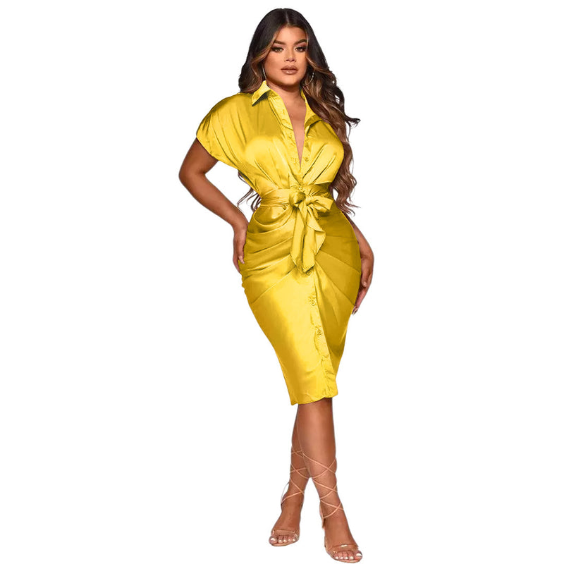 Satin Shirt Dress