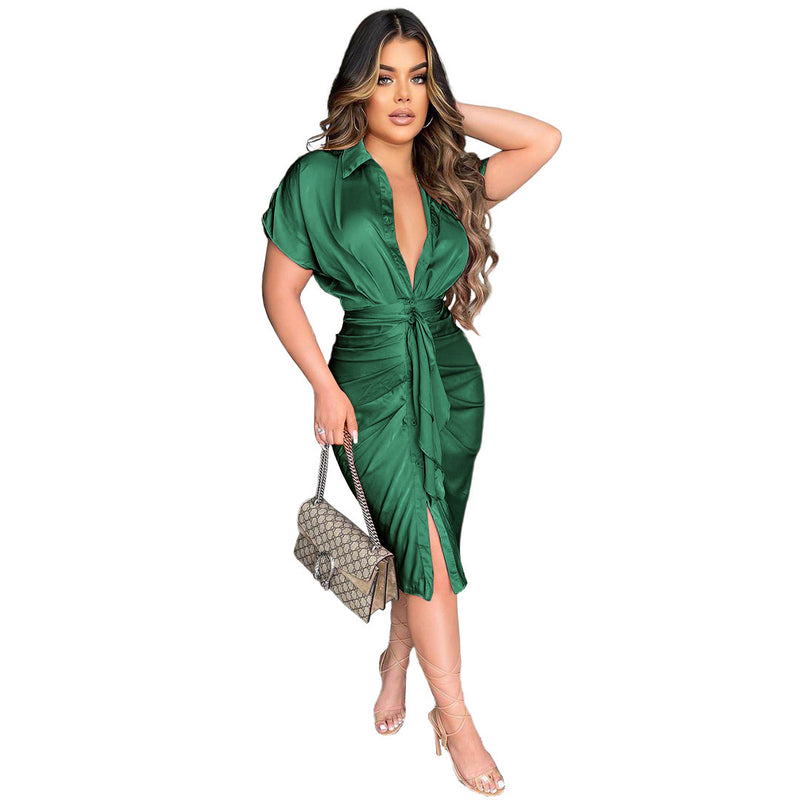 Satin Shirt Dress