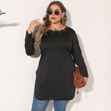Plus Size Split Curved Hem Tee Top