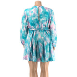 Plus Size Allover Print Belted Dress