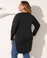Plus Size Split Curved Hem Tee Top
