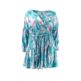 Plus Size Allover Print Belted Dress