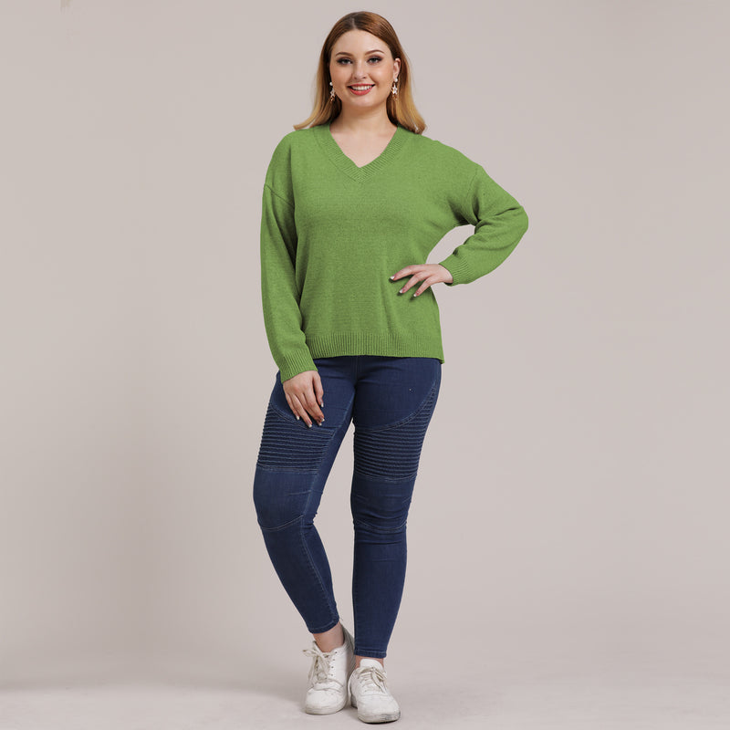 Plus Size V Neck Sweater