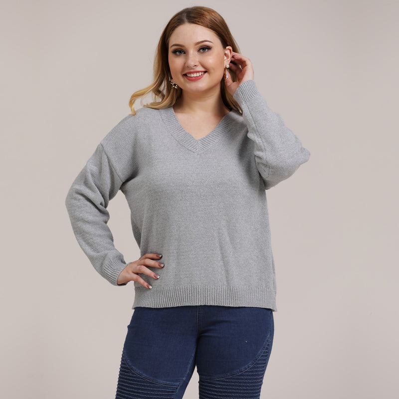 Plus Size V Neck Sweater