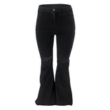 Plus Size Ripped Raw Hem Bootcut Flare Leg Jeans